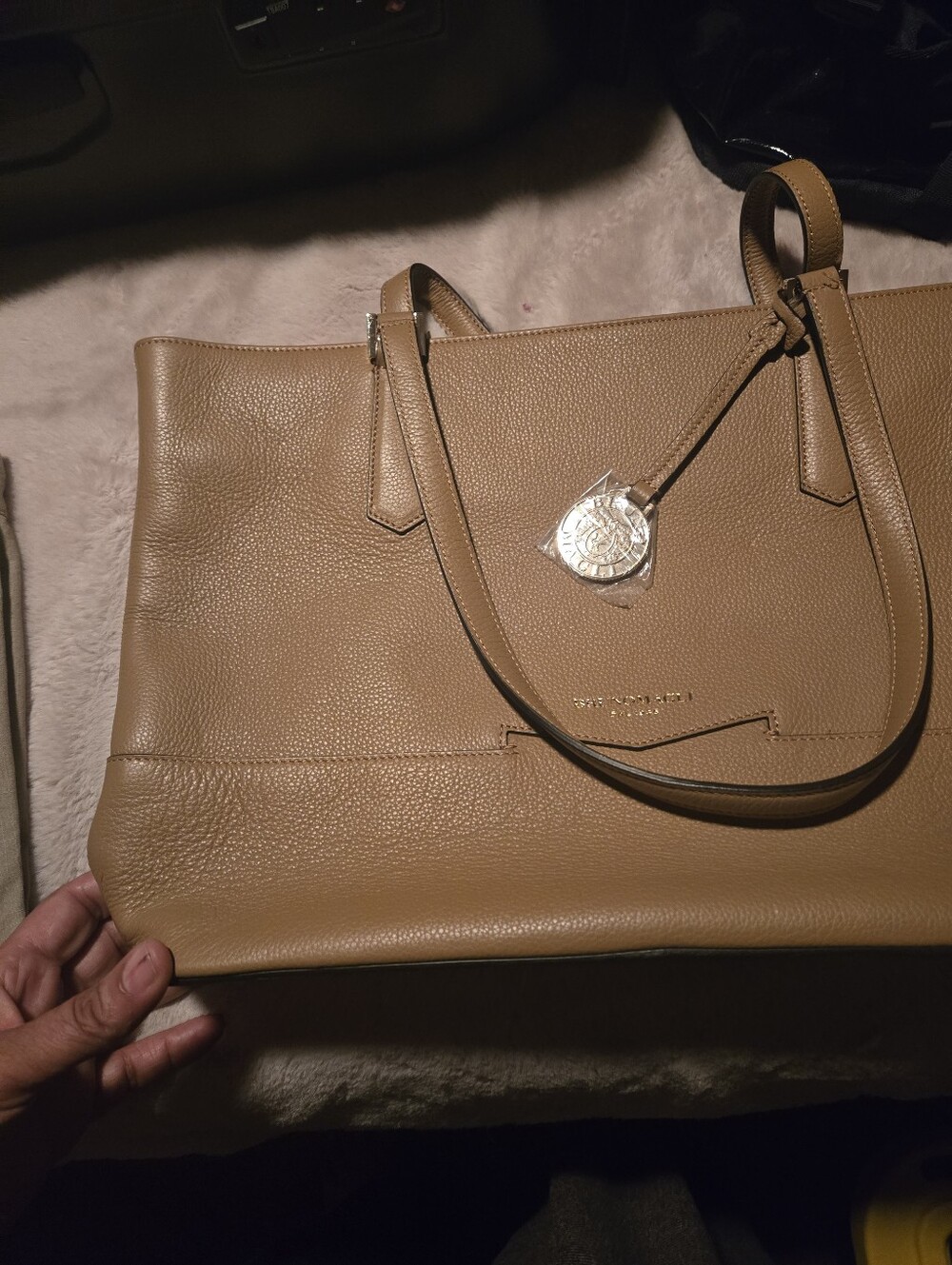 Bruno Magli Tan Pebbled Leather Tote